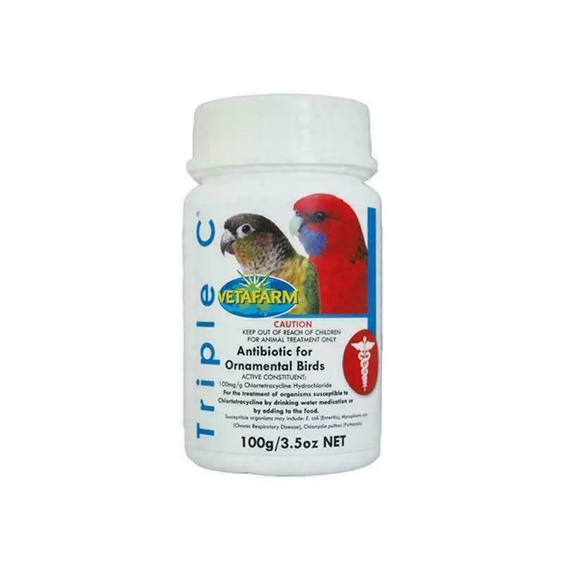 Vetafarm Triple C 100g: Broad-Spectrum Antibiotic Powder for Ornamental Birds