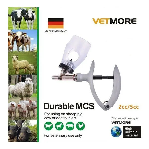 Vetmore Durable MCS Adjustable Metal Syringe 2cc/5cc