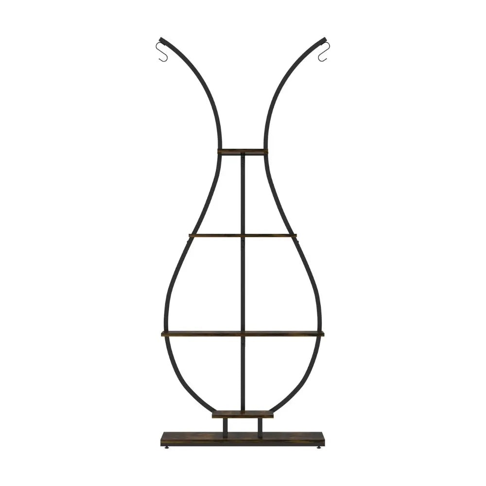  Vase Shape Tall Planter Display Rack – Garden Plant Stand with 5 Tiers and Hangers
