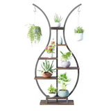  Vase Shape Tall Planter Display Rack – Garden Plant Stand with 5 Tiers and Hangers
