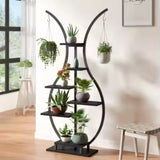  Vase Shape Tall Planter Display Rack – Garden Plant Stand with 5 Tiers and Hangers
