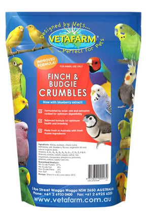 Vetafarm Finch & Budgie Crumbles 2kg – Complete Extruded Diet for Small Birds
