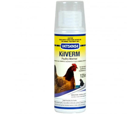 Vetsense Kilverm Poultry Wormer 125ml: Liquid Wormer for Chickens and Birds