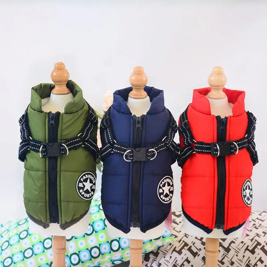 Waterproof Dog Clothes Winter Dog Coat With Harness Warm Pet Clothing Big Dog Jacket Chihuahua Labrador Coat Costume Unbranded