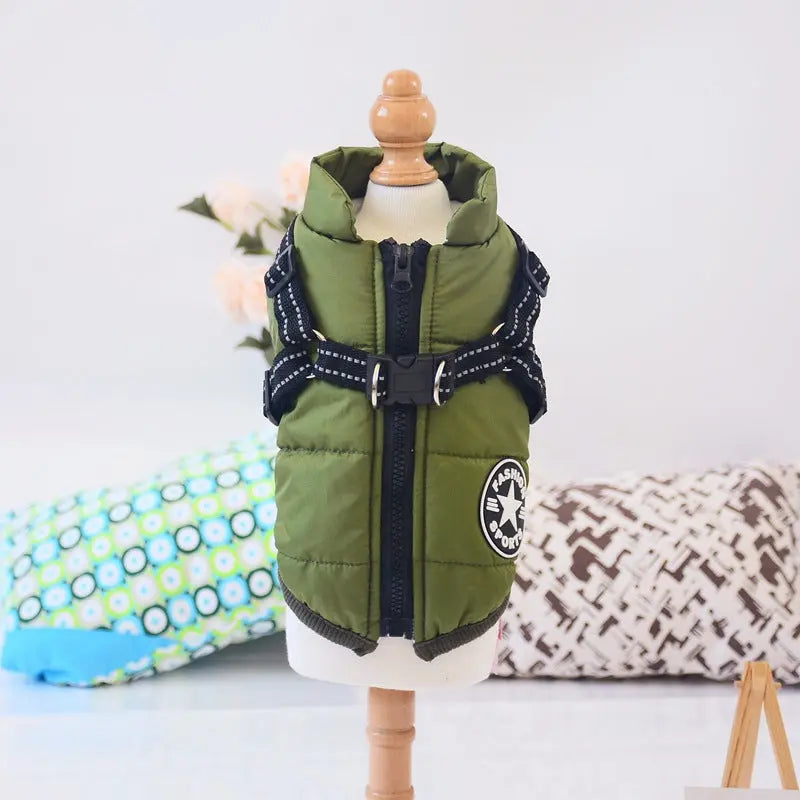 Waterproof Dog Clothes Winter Dog Coat With Harness Warm Pet Clothing Big Dog Jacket Chihuahua Labrador Coat Costume Unbranded