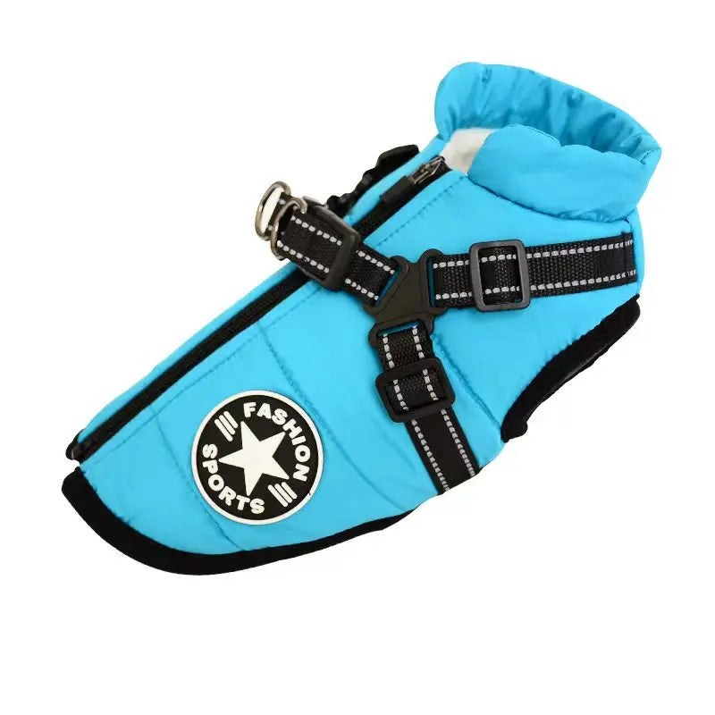 Waterproof Dog Clothes Winter Dog Coat With Harness Warm Pet Clothing Big Dog Jacket Chihuahua Labrador Coat Costume Unbranded