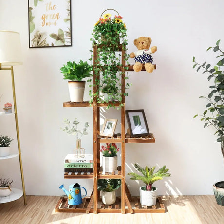 Wood Plant Display Shelf Stand Flower Pot Storage Rack Holder