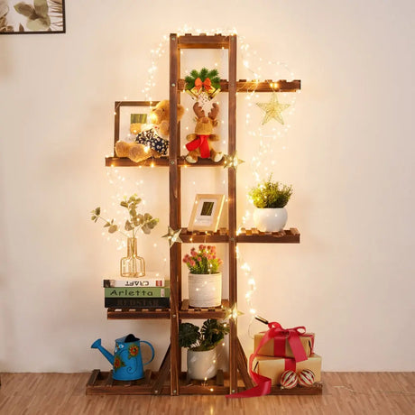 Wood Plant Display Shelf Stand Flower Pot Storage Rack Holder
