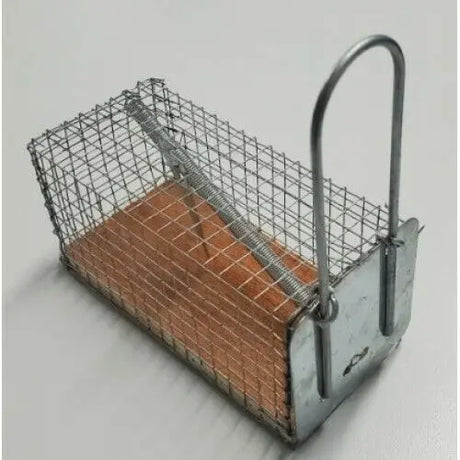 Wooden Base Live Catch Mouse Trap: Humane Wire Cage Trap (Small)