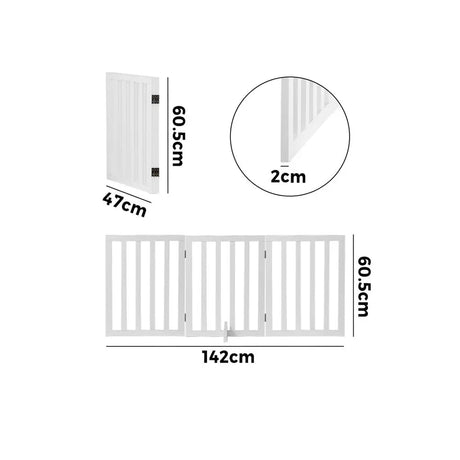 Wooden Dog Fence Pet Gate 3 Panels