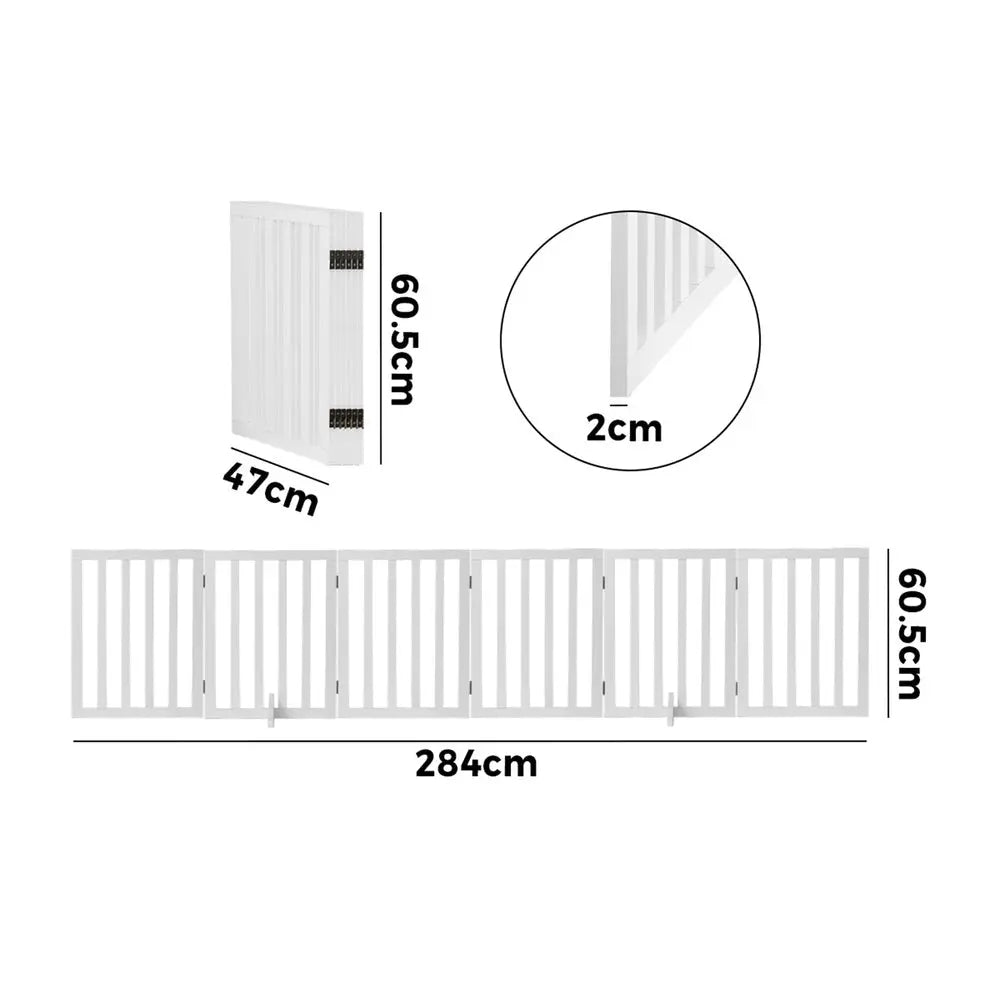 Wooden Pet Gate Dog Fence with 6 Panels