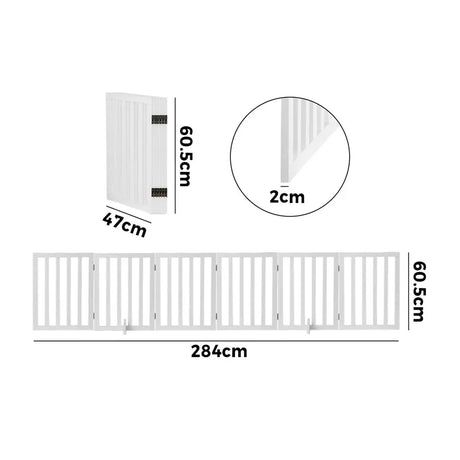 Wooden Pet Gate Dog Fence with 6 Panels