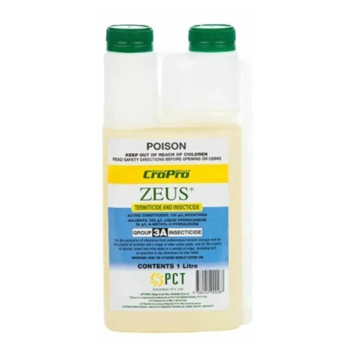CroPro Zeus Termiticide and Insecticide 1L: 100g/L Bifenthrin for Termites, Urban &amp; Crop Pests