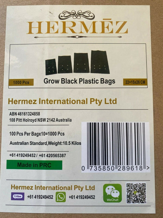 100 bags Medium  Hermez Grow Black Plastic Planter Bags