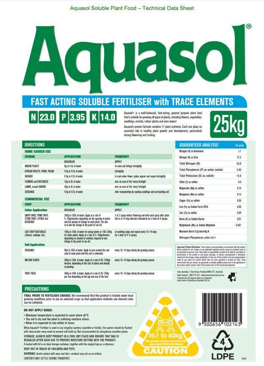 Yates Aquasol Soluble Plant Food 25Kg