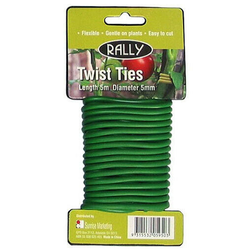 Rally Soft Twist Ties- Green Color 5mm x 5m- 3pcs