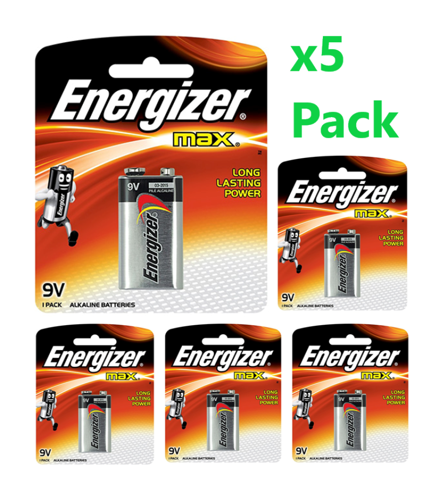 5x Pack 9 VOLT Battery Energizer Max 9V PP3 Alkaline